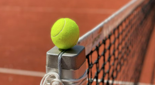 L'image d'une balle de tennis sur un filet