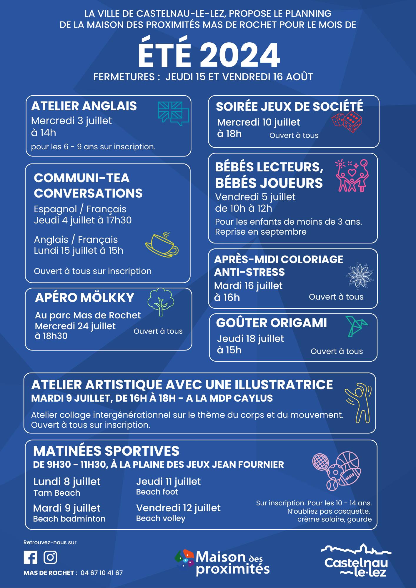 Planning d'été de la MDP Mas de Rochet