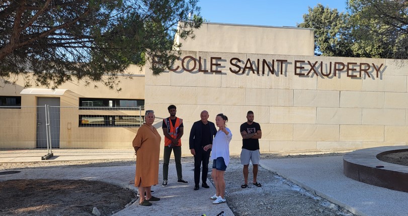 Aménagement du parvis de l’école Saint-Exupéry : visite du chantier