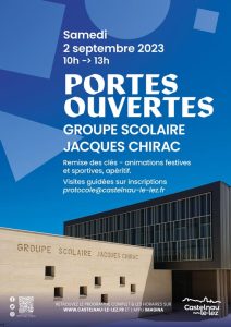 Affiche promotionnelle de l'inauguration du groupe scolaire Jacques Chirac