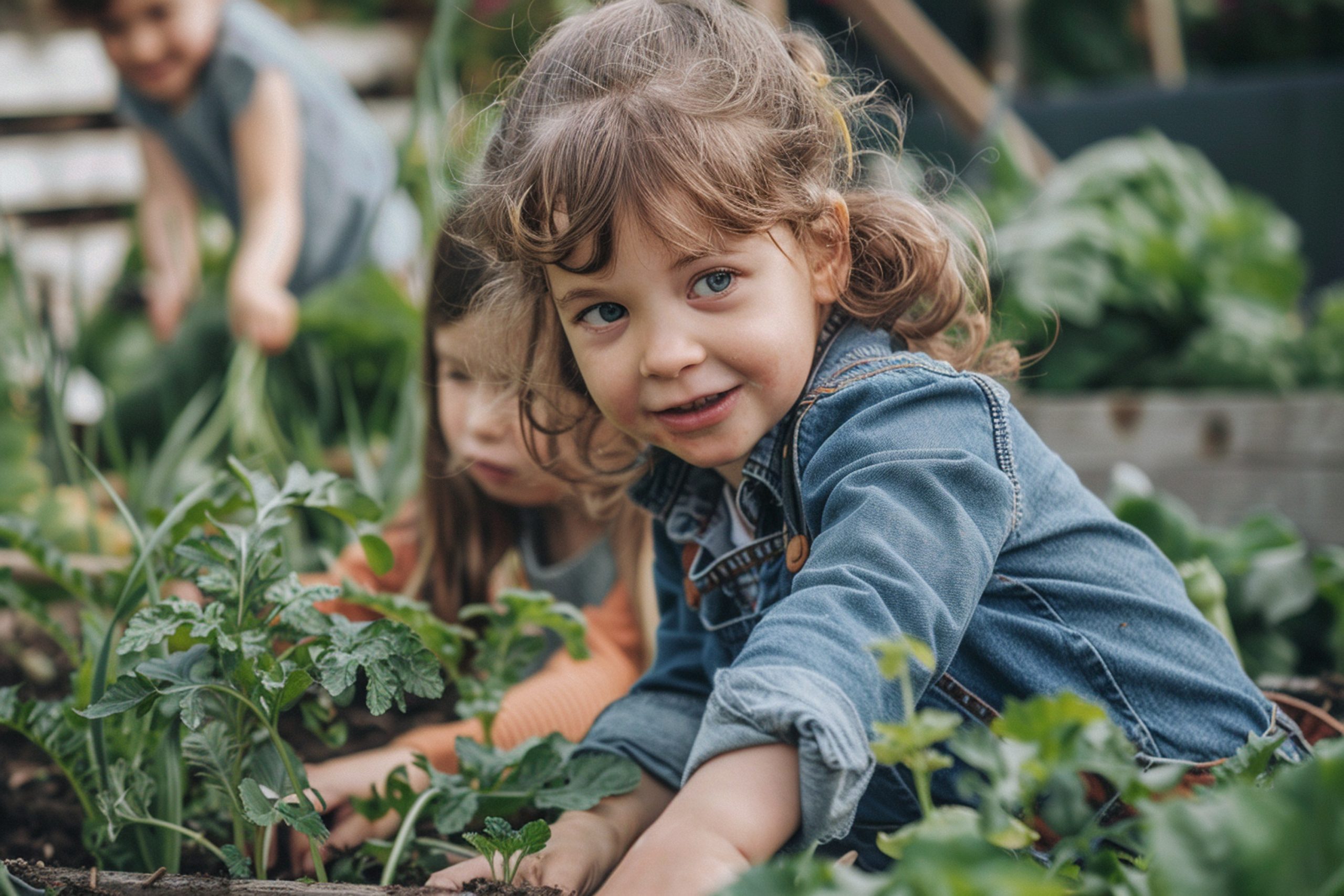 Deux enfants font du jardinage